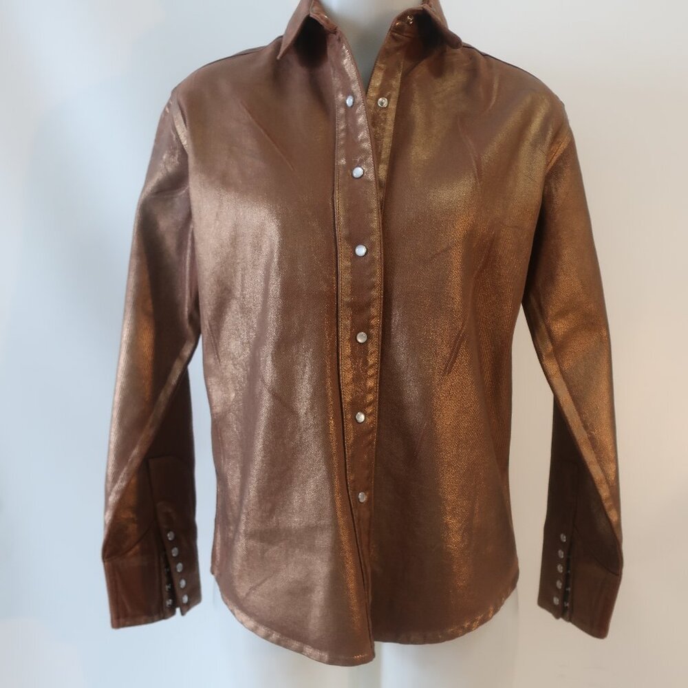 NWT Womens Dont @ Me Bronze (Item-201) Italy Iridescent Cowboy Snap Shirt Top M